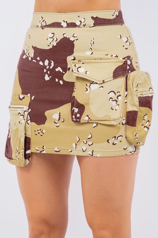 Cargo Denim Skirt in Desert Camo - Concordia Style Boutique