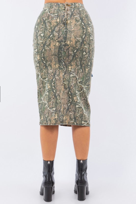 Cargo Skirt with contrast pockets in Woodland Camo - Concordia Style Boutique