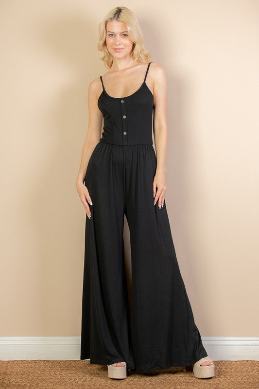 Button Front Wide Leg Jumpsuit - Concordia Style Boutique