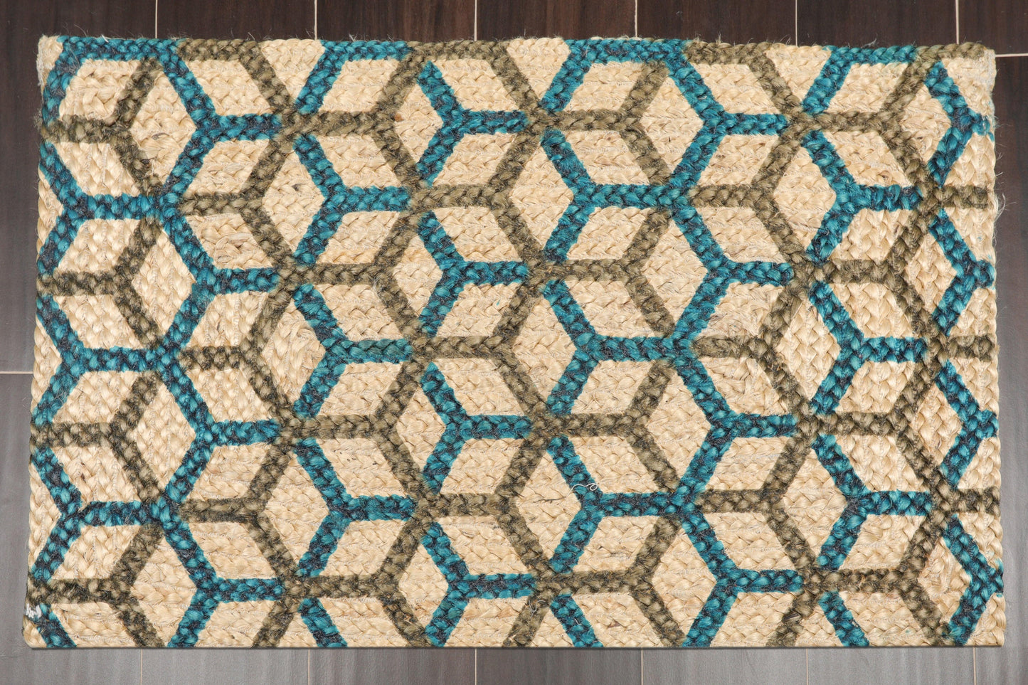2' 00"x3' 00" Braided Mat Oriental Area Persian Rug - Premium Braided Mat;Hand Made;2x3;Rectangle;Tan, Teal, Brown;Modern & Contemporary from Oriental Rug Of Houston - Just $20! Shop now at Concordia Style Boutique