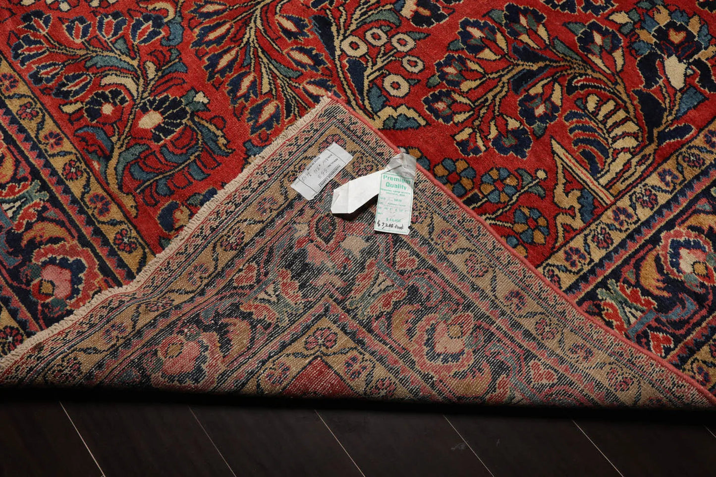 10'4''x16'3'' Burnt Orange, Navy Palace Hand Knotted 100% Wool Vintage Palace Lilihan Traditional Oriental Area Rug - Concordia Style Boutique