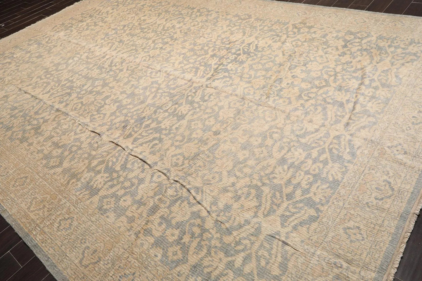 10' x 14' Hand Knotted Wool Antique Reproduction Erased Pattern Area Rug Beige - Concordia Style Boutique