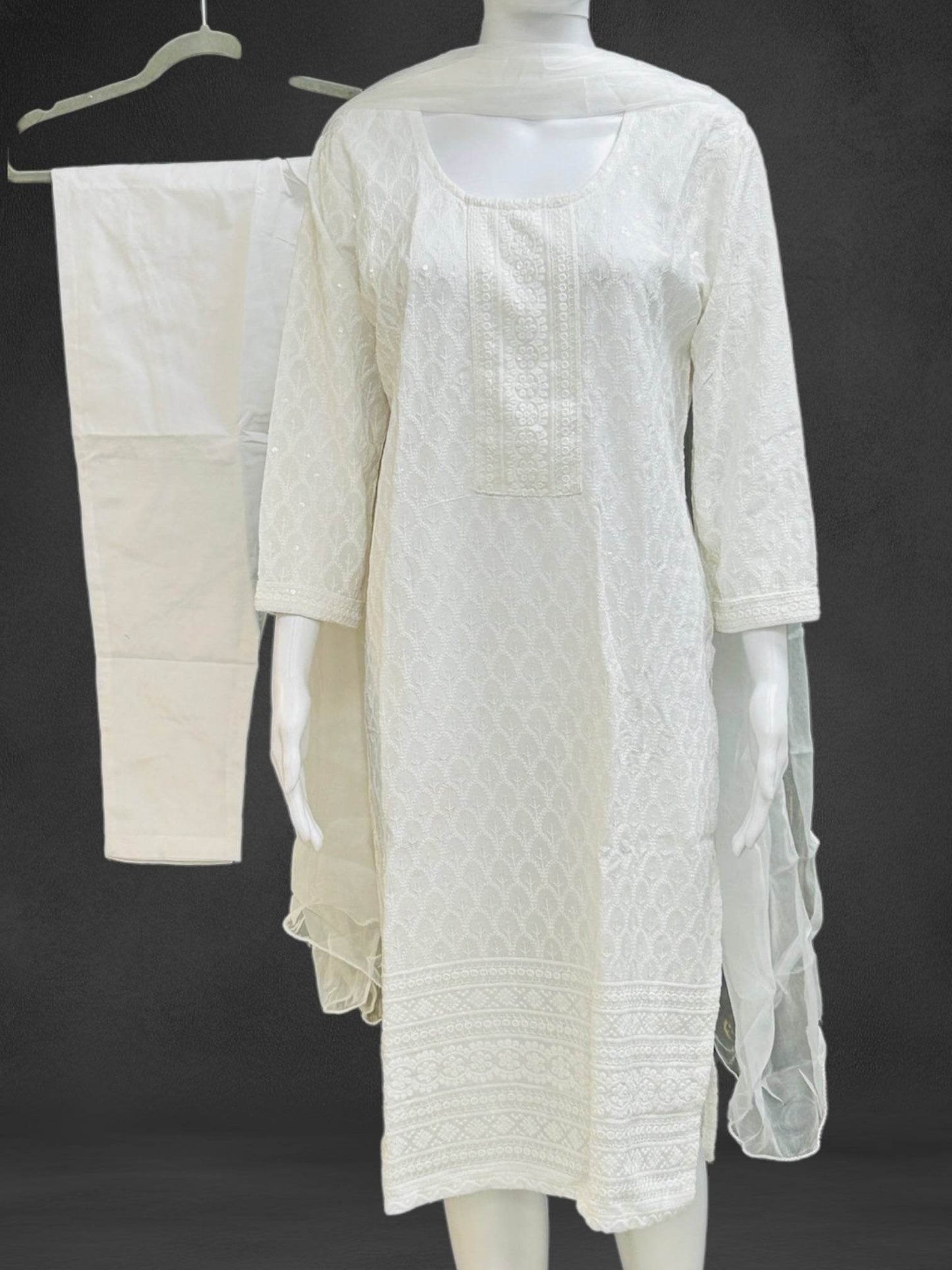Cotton Chikankari kurti set | white salwar suit