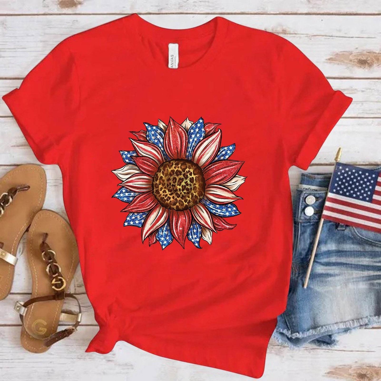 Americana Sunflower Short Sleeve T-shirt - Unisex - Concordia Style Boutique