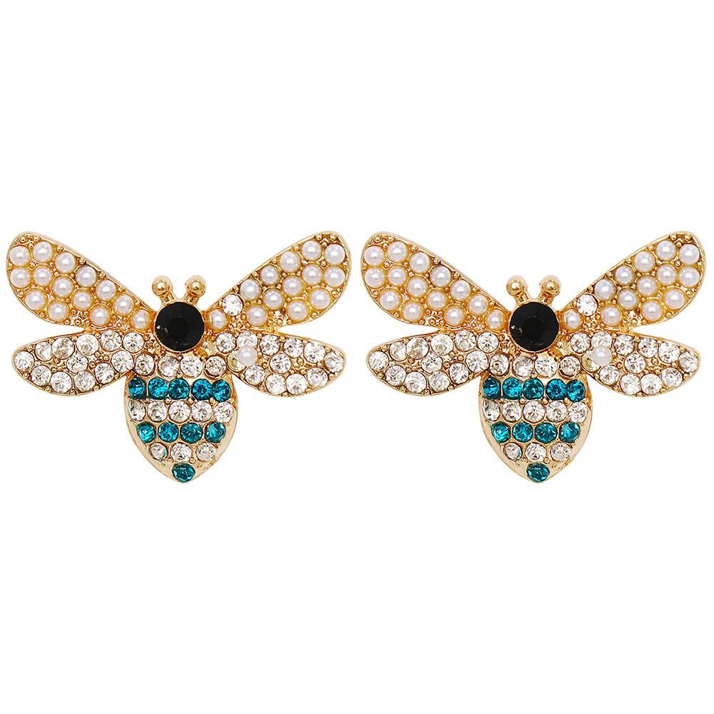 Exquisite Fashion Bee-shaped Crystal Gemstone Pearl Earrings - Concordia Style Boutique