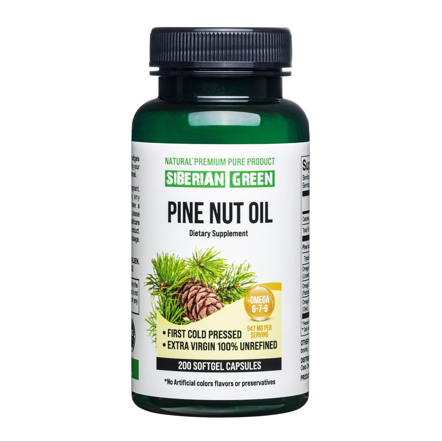 Siberian Green Pine Nut Oil Capsules – 200 Softgels - Concordia Style Boutique