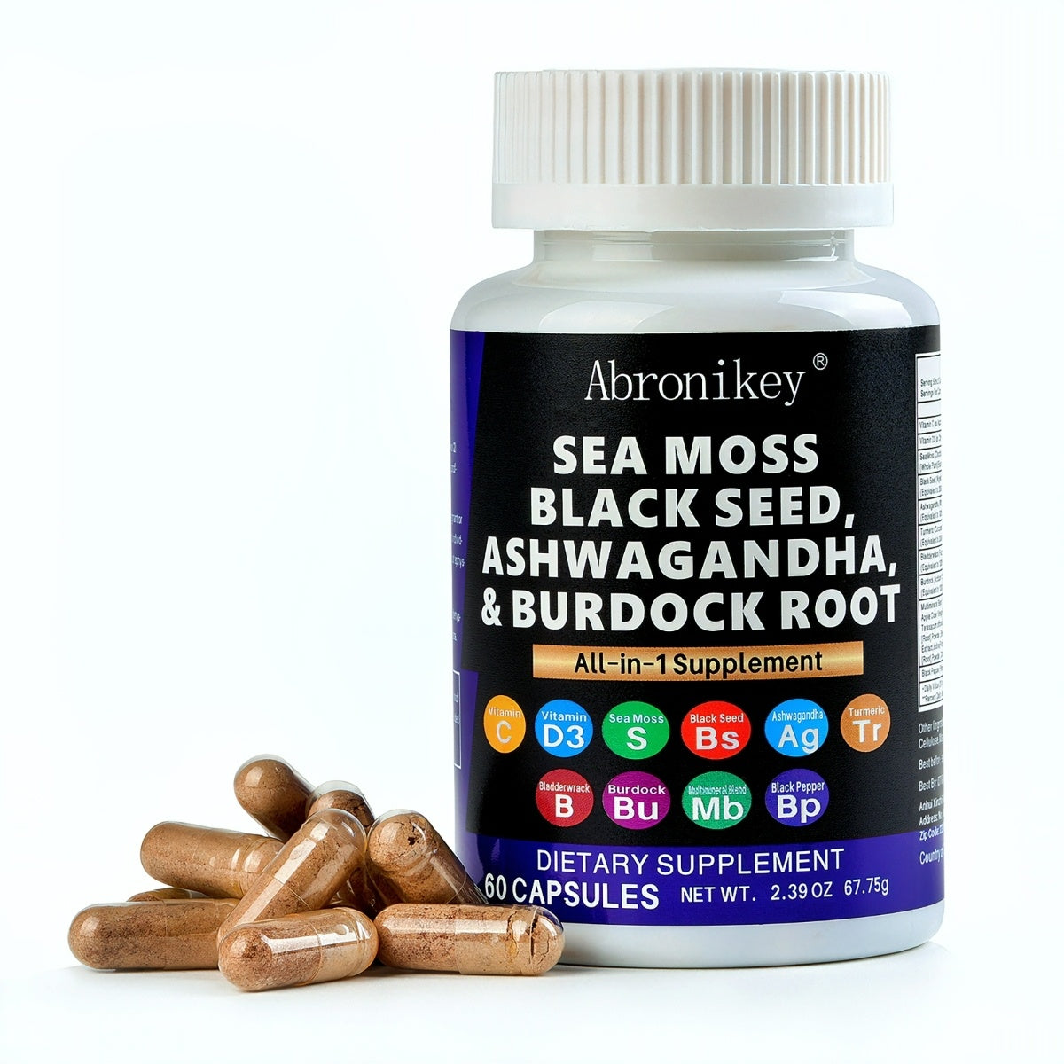 Abronikey Sea Moss 60 Capsules for Immune Support & Digestive Health - Concordia Style Boutique