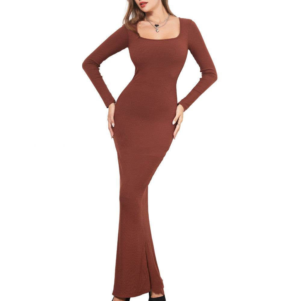 Two-in-one With Lining Double-layer Belly Contracting Hip Lifting Long Sleeve Narrow Dress - Concordia Style Boutique