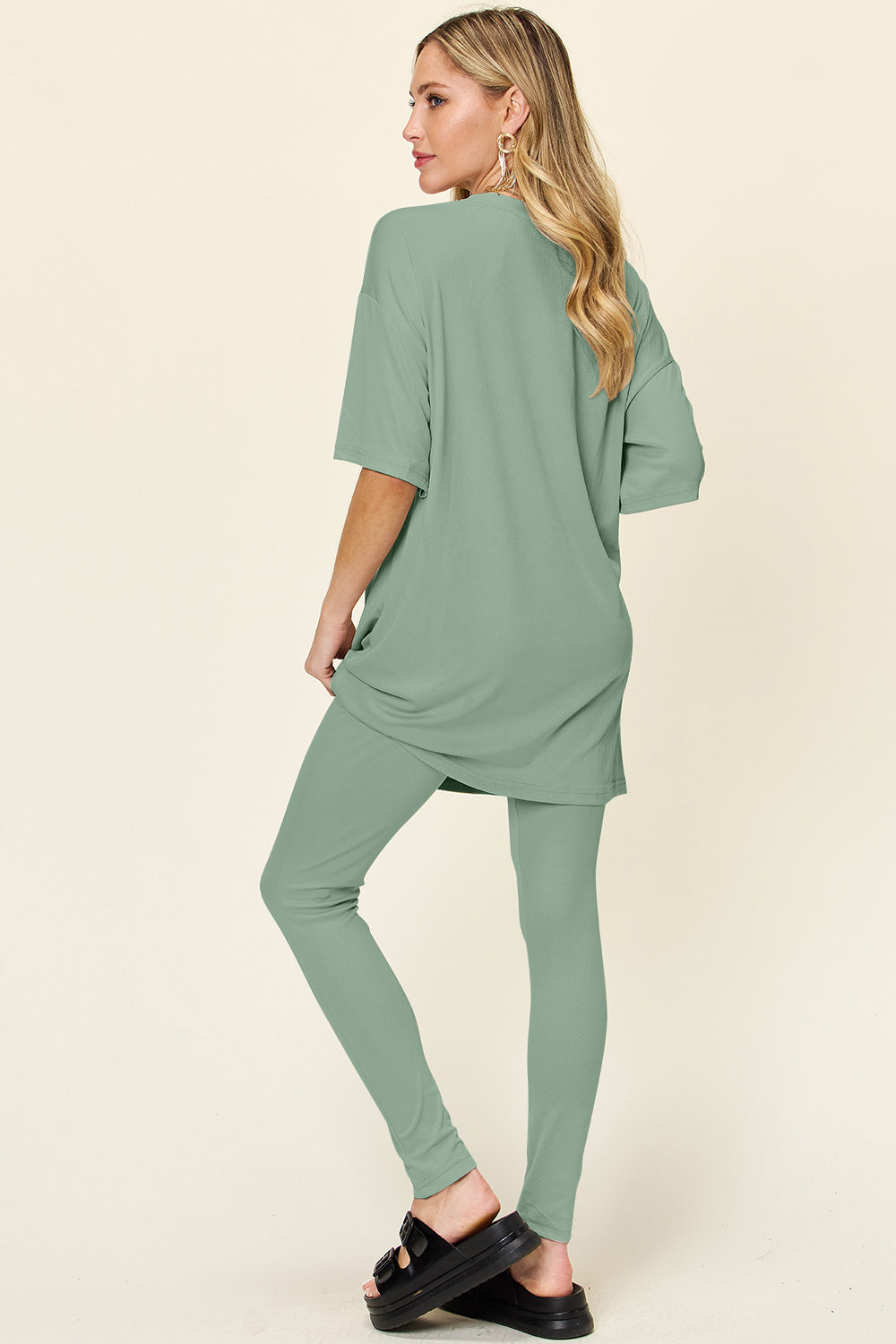 Double Take Full Size Round Neck Dropped Shoulder T-Shirt and Leggings Set - Premium dress from Concordia Style Boutique - Just $22! Shop now at Concordia Style Boutique