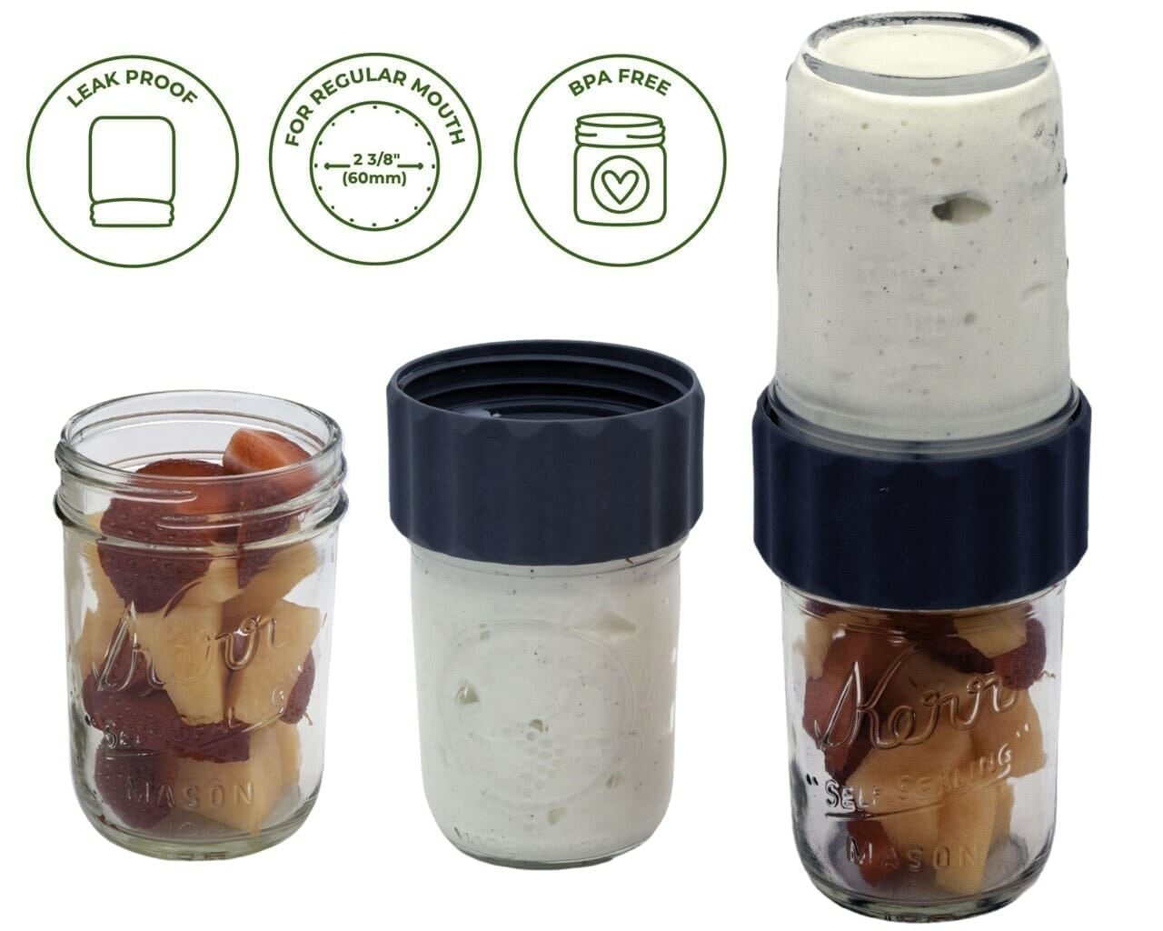 2-in-1 Lid to Connect Two Regular Mouth Mason Jars 2 Pack - Concordia Style Boutique