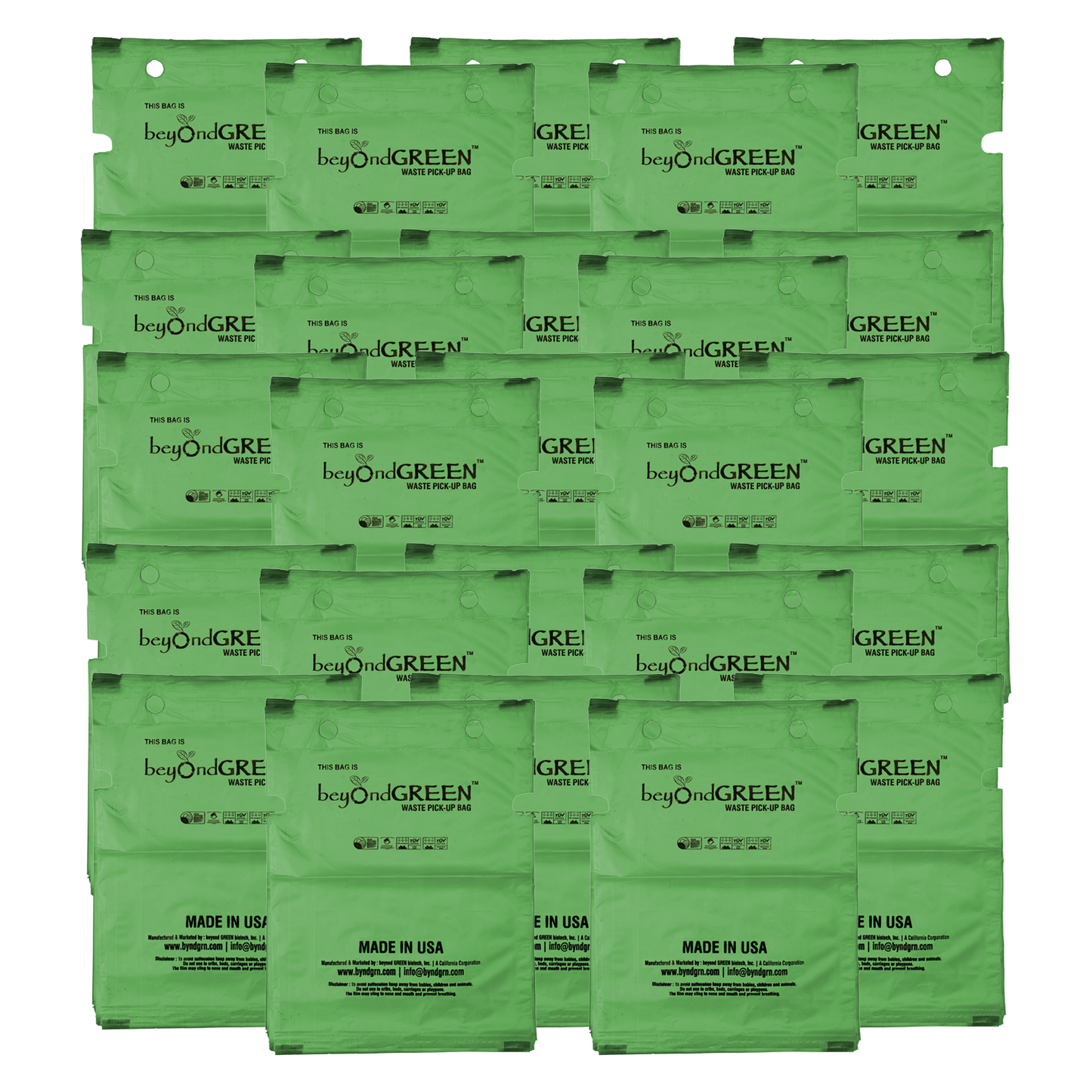 Plant-Based Dog Poop Bags Refill for Single-Pull Park Dispenser - 100 Bags