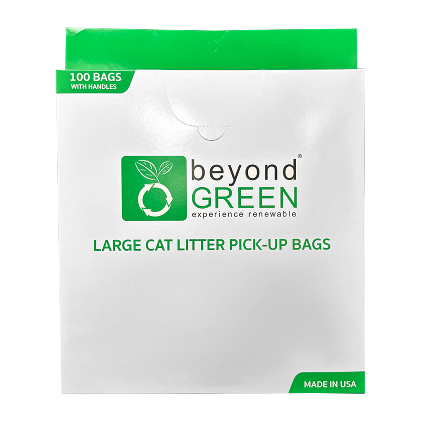 Large Plant-Based Cat Litter Pick-Up Bags with Handles - 100 Bags