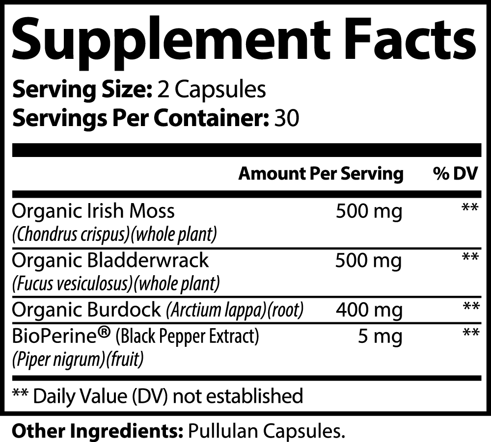 Sea Moss with Bladderwrack and Burdock Root, 60 ct. - Concordia Style Boutique