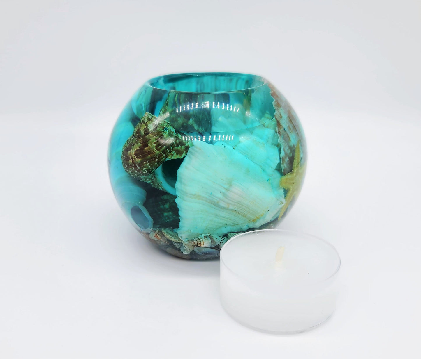 Small Spherical / Round Seascape Candle Holder