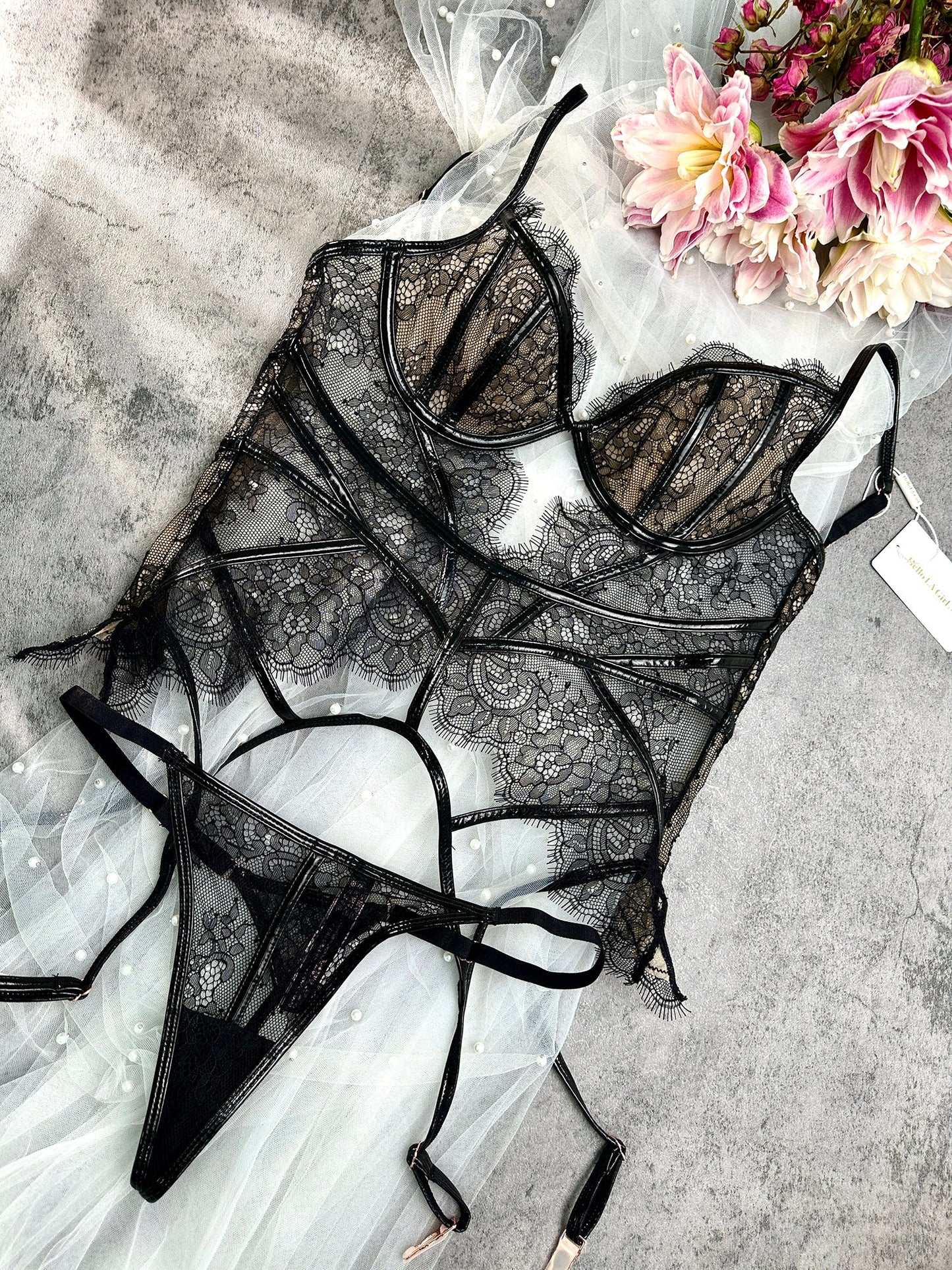 Seductive Black Patent Leather Lingerie Set - Concordia Style Boutique