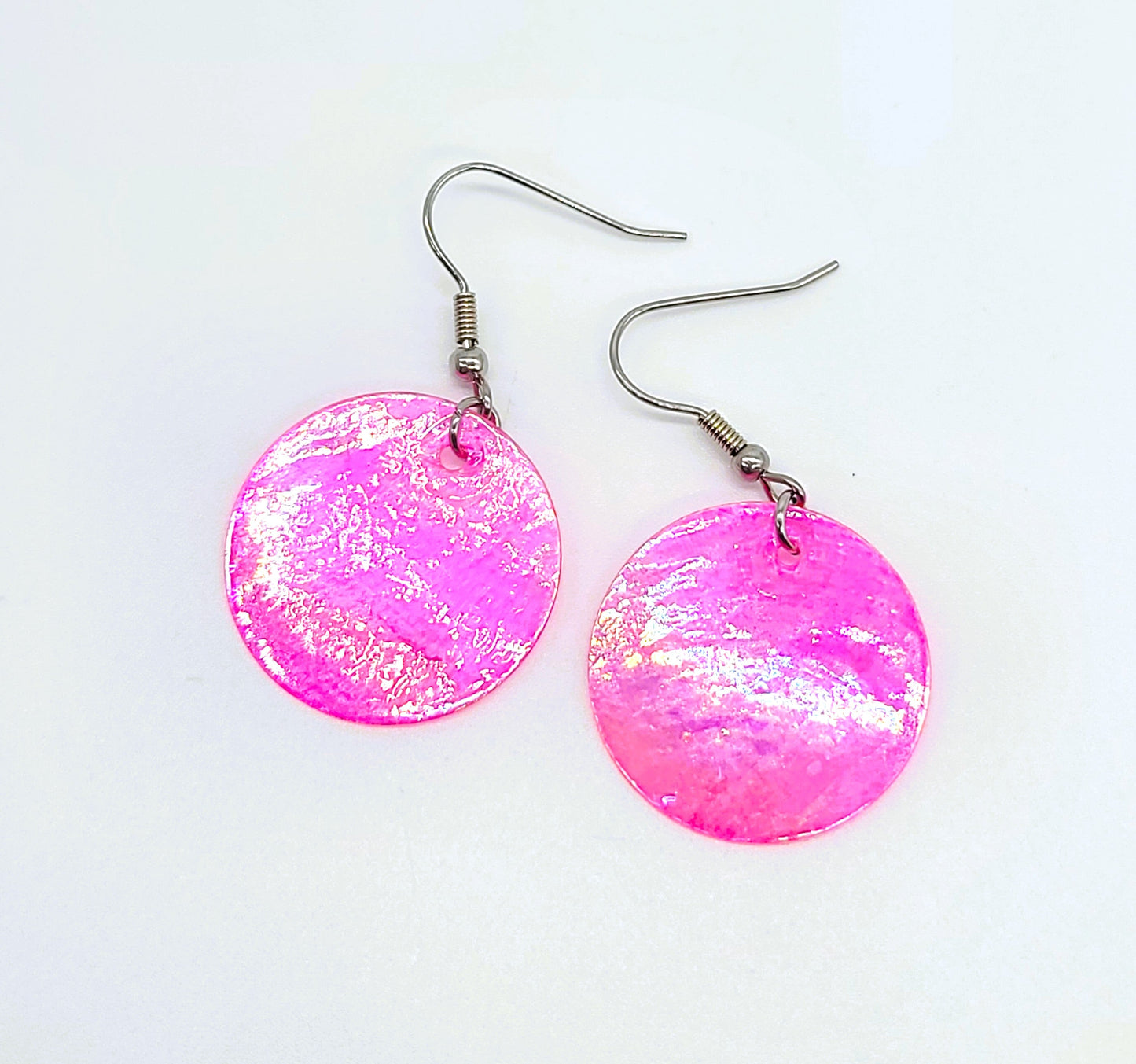 Round / Circle Iridescent Capiz Seashell Earrings