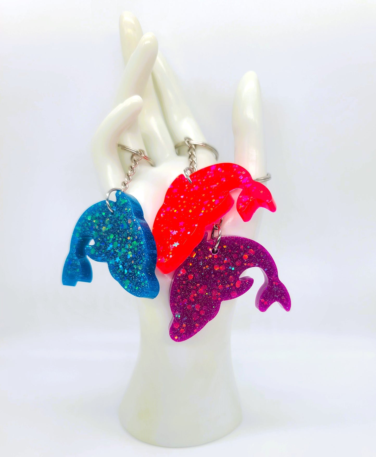 Dolphin Key Chain - Handmade Resin & Glitter Key Chain