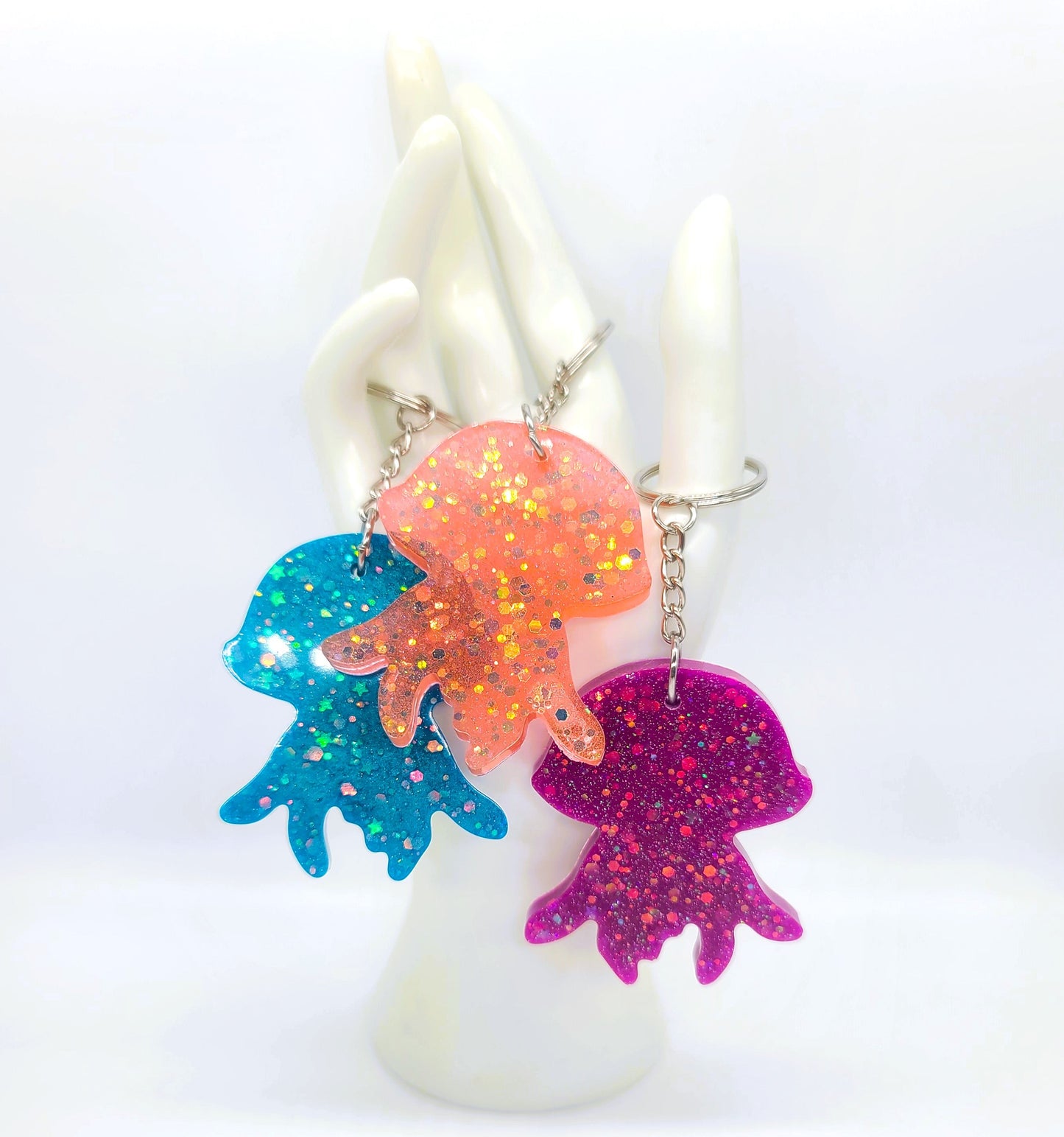 Jellyfish Key Chain - Handmade Resin & Glitter Key Chain