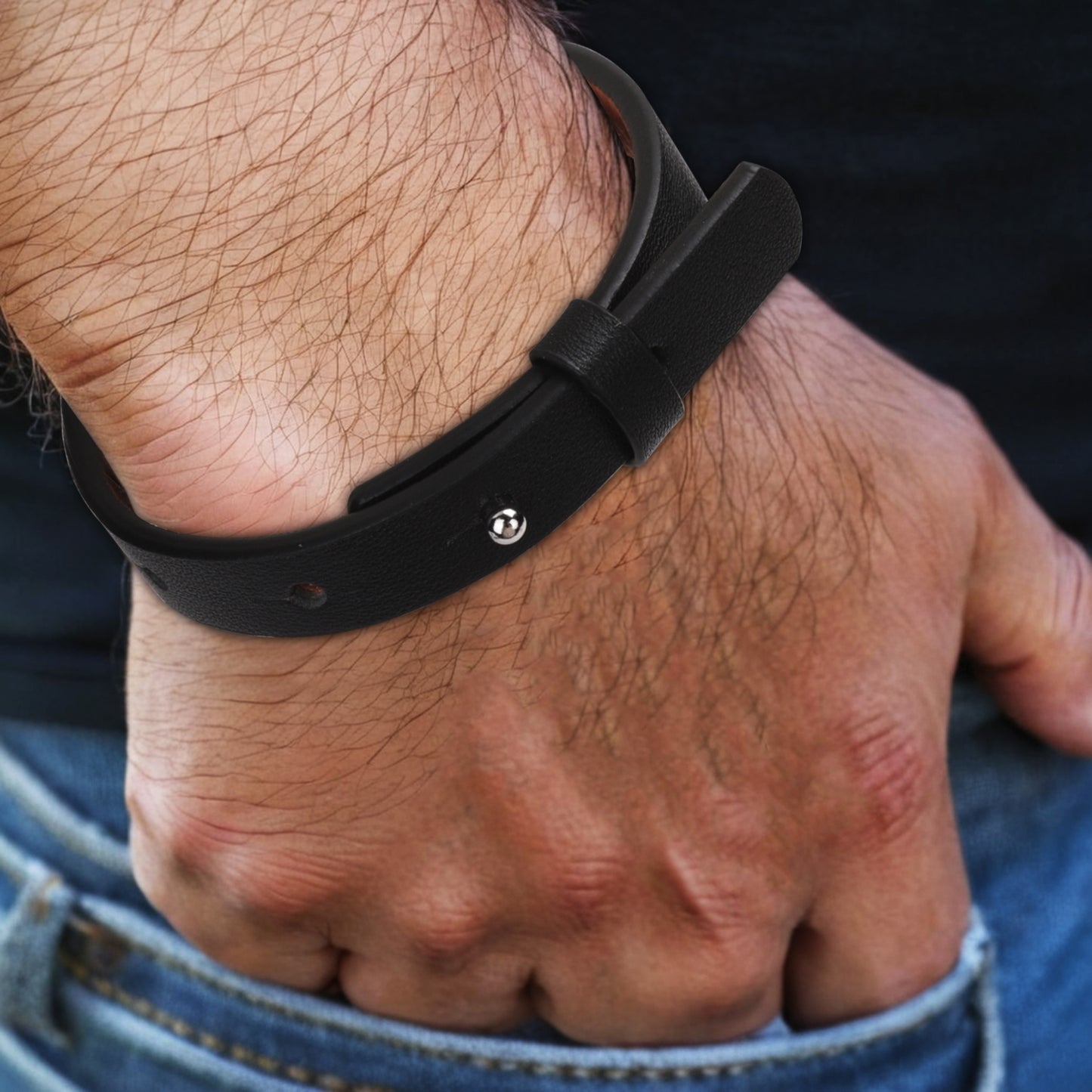 Engraved Black Leather Bracelet - "Memento Mori" - Live with Intention, Gratitude, and Purpose - Premium Bracelet from Concordia Style Boutique - Just $18.58! Shop now at Concordia Style Boutique
