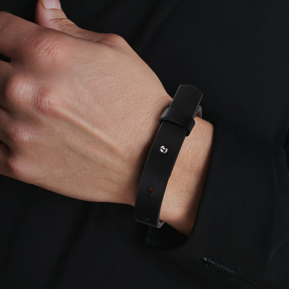 Engraved Black Leather Bracelet - "Memento Mori" - Live with Intention, Gratitude, and Purpose - Premium Bracelet from Concordia Style Boutique - Just $18.58! Shop now at Concordia Style Boutique
