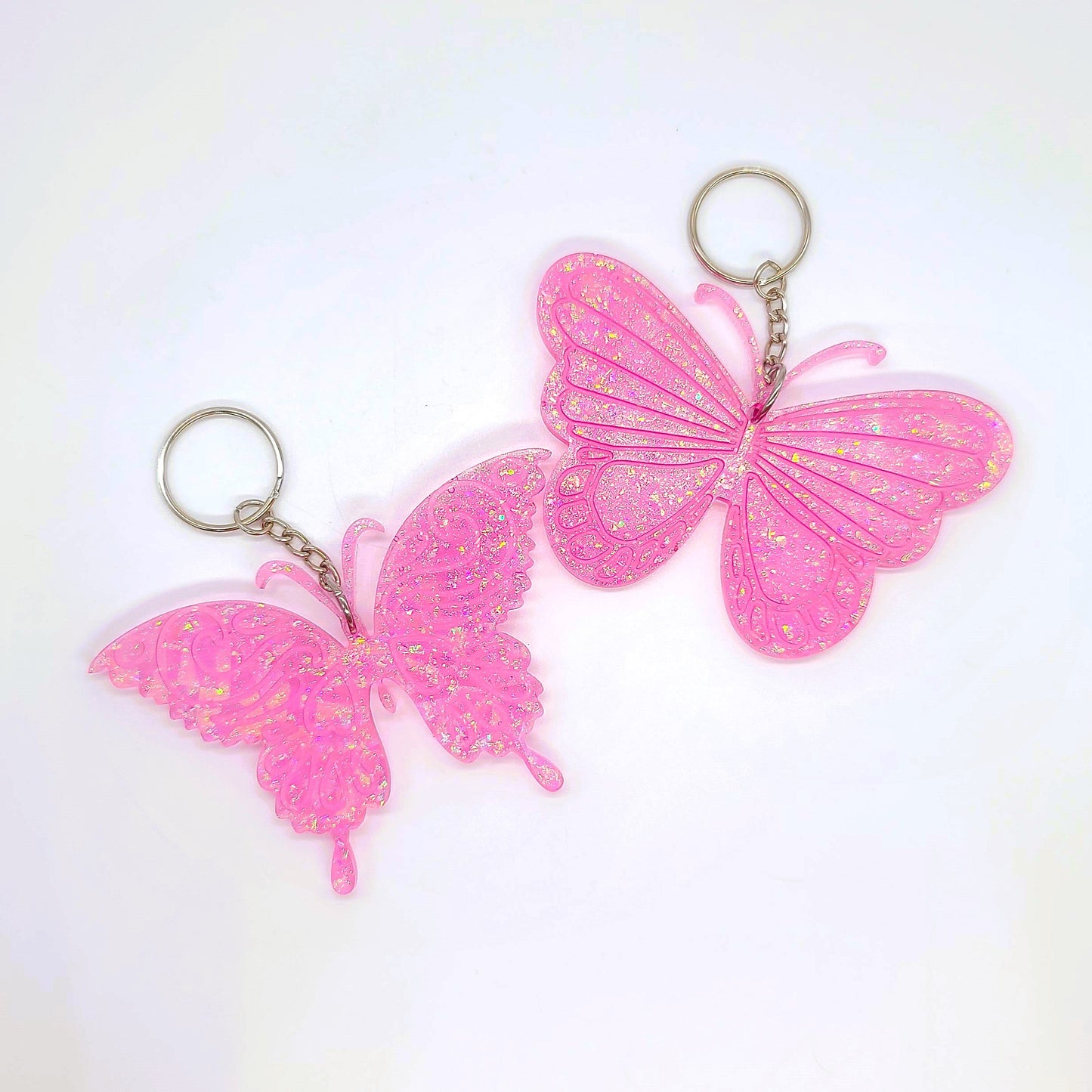Holographic Resin Pink Butterfly Key Chain