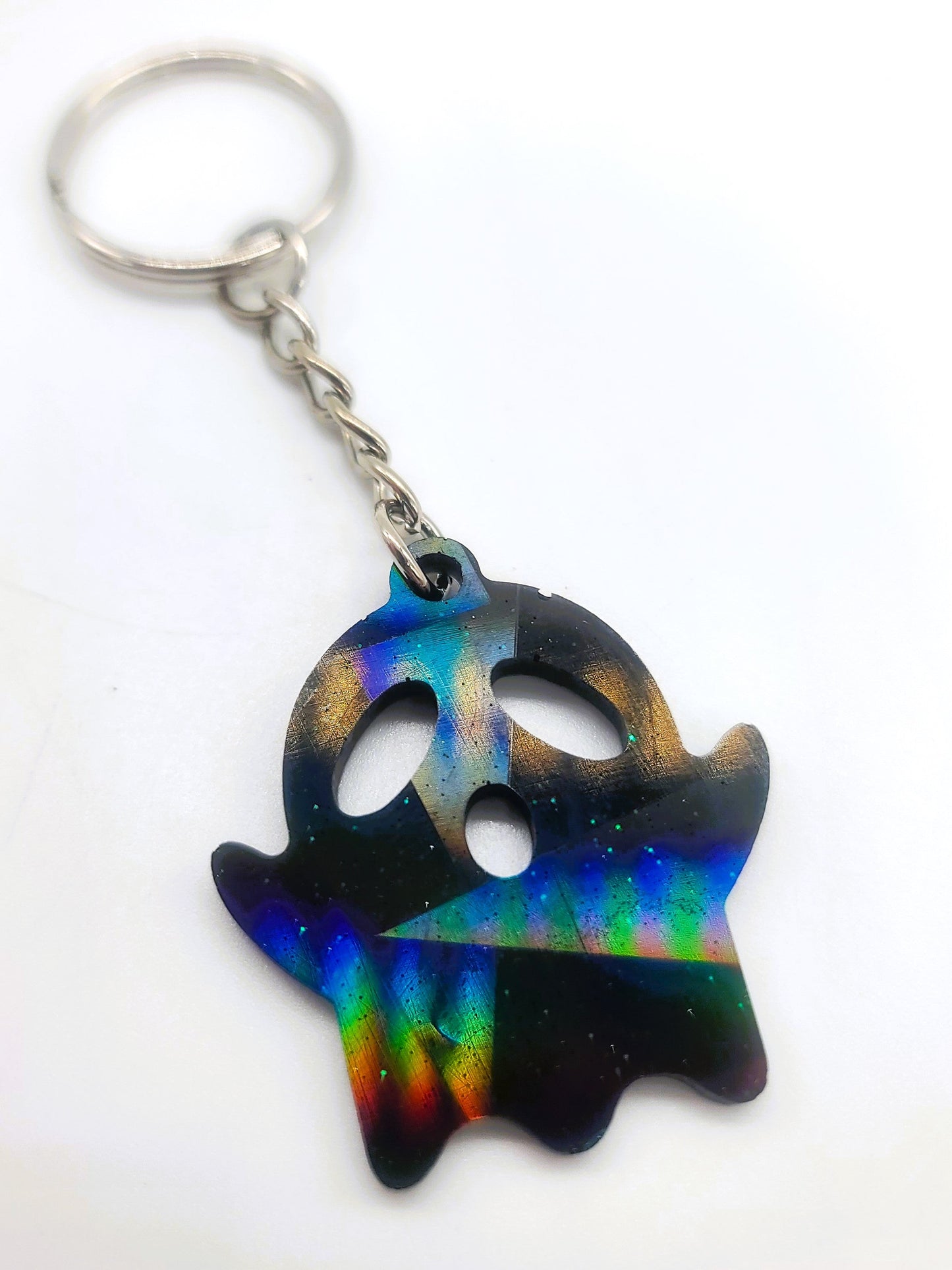 Holographic Spooky Ghost Key Chain - Eco-Friendly Resin