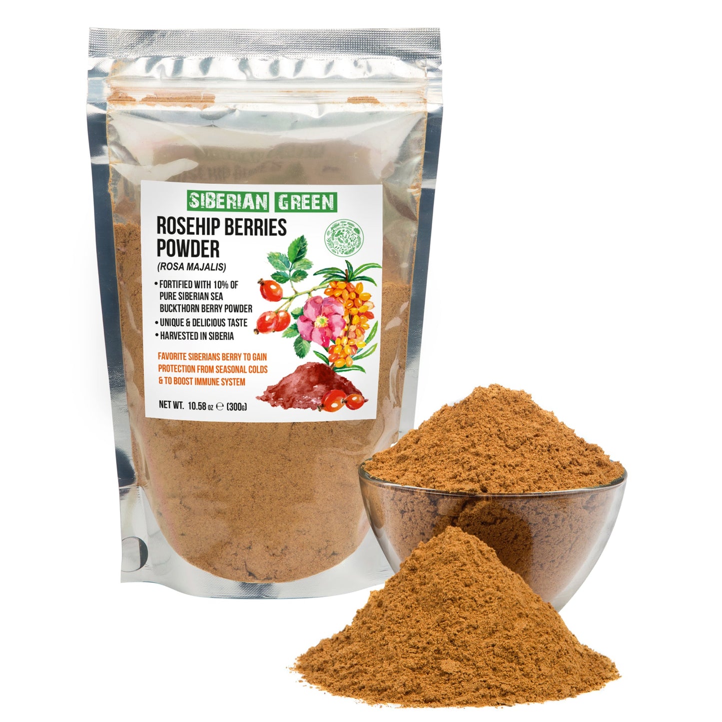 Siberian Rose Hips with Sea Buckthorn Berries Powder – 300g (10.58 oz) - Concordia Style Boutique