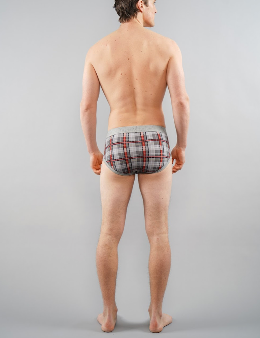 Wayne Brief/ Grey/Burgundy Plaid - Concordia Style Boutique