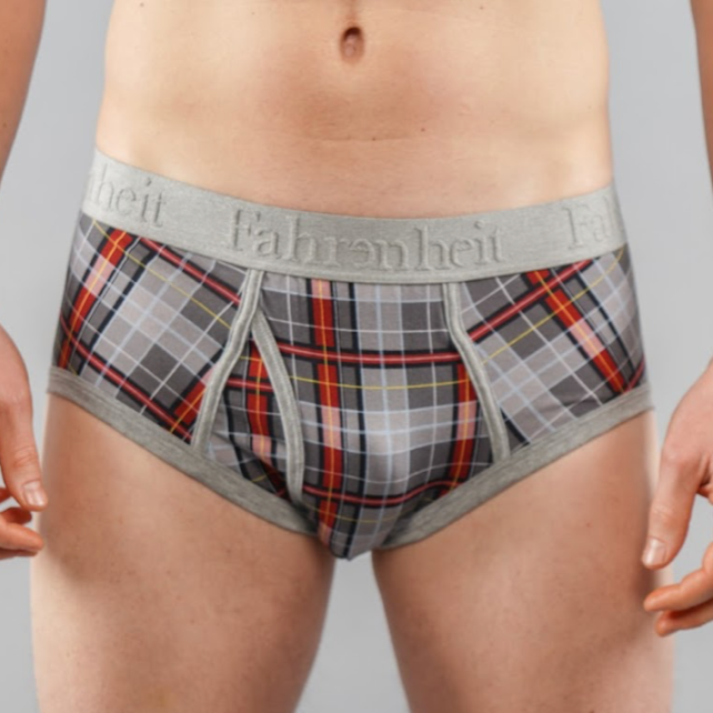 Wayne Brief/ Grey/Burgundy Plaid - Concordia Style Boutique