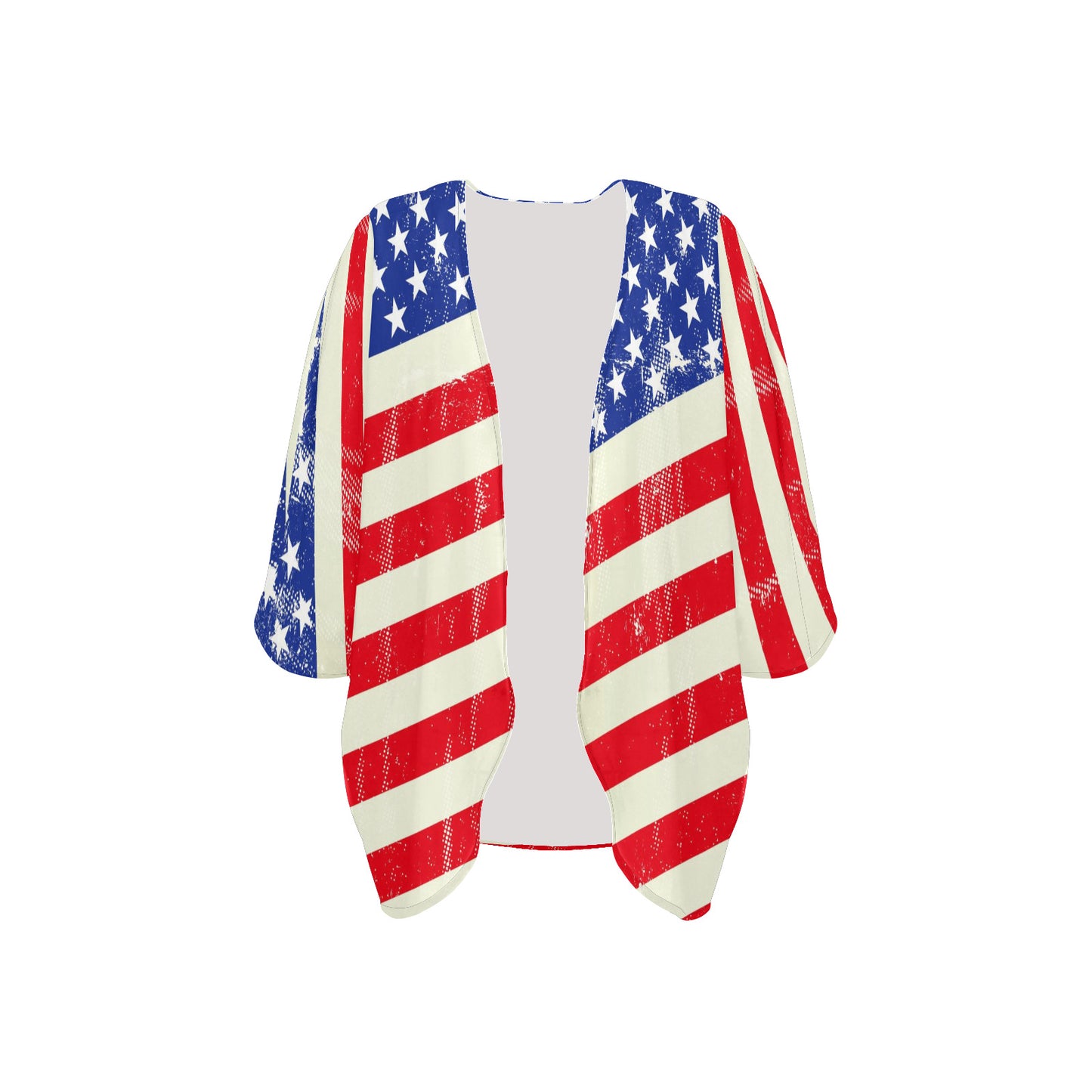 Women's Kimono Chiffon Cover Up - "Americana" - Premium Kimono Chiffon Cover Up from Concordia Style Boutique - Just $39.08! Shop now at Concordia Style Boutique