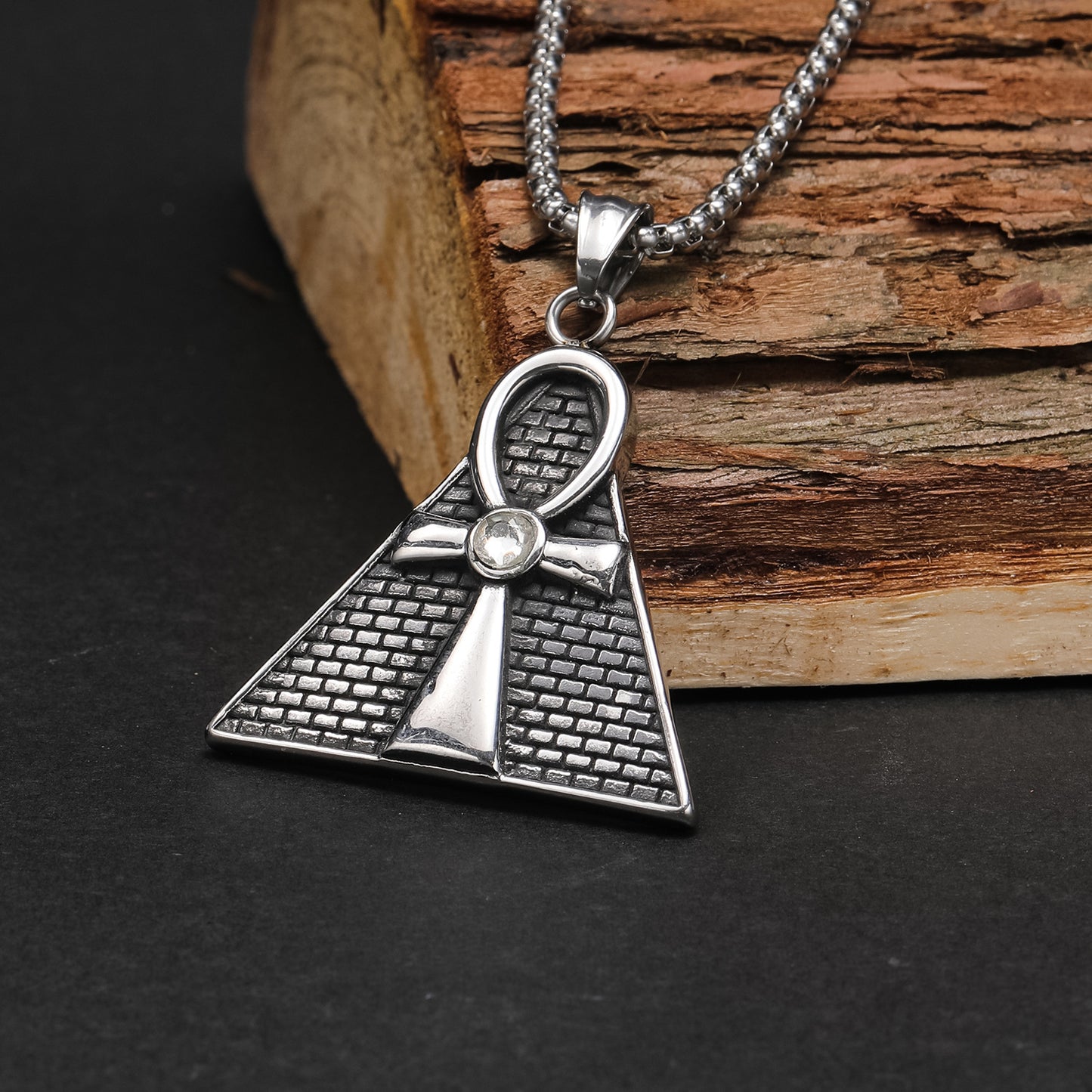 Hip Hop Ancient Egypt Horus Eye Pyramid Male Pendant Personality Cross Titanium Steel Necklace - Concordia Style Boutique