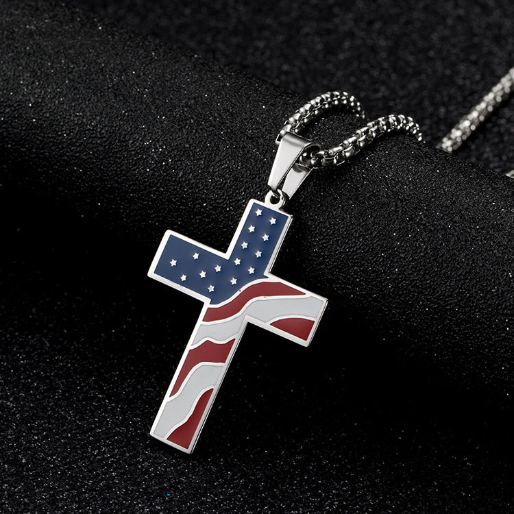 Flag & Cross Necklace - Concordia Style Boutique