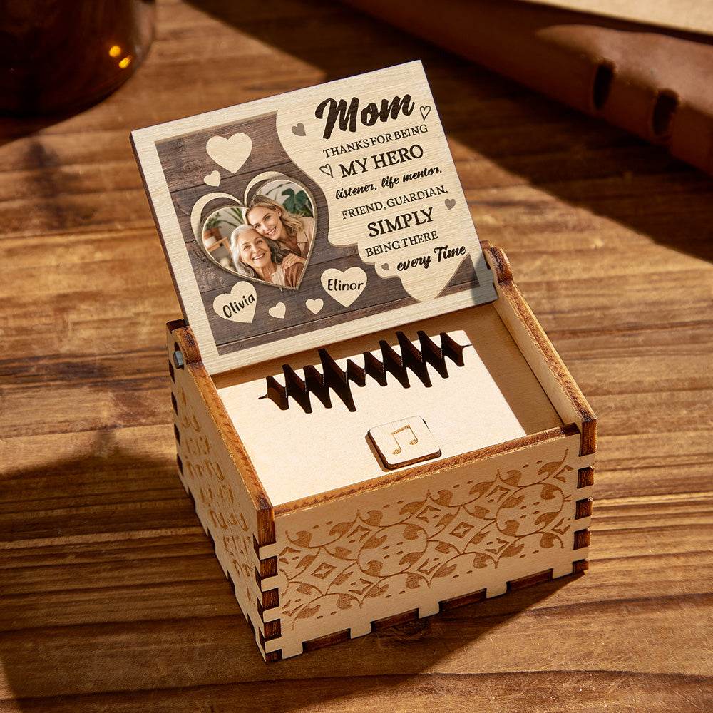 Personalized Wooden Photo Music Box Custom Heart Music Box Gift - Concordia Style Boutique