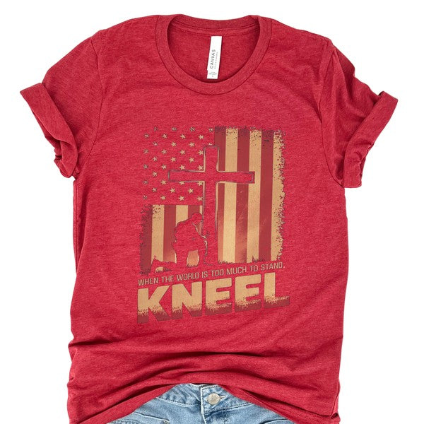 Kneel American Flag and Cross Christian T-shirt - Concordia Style Boutique