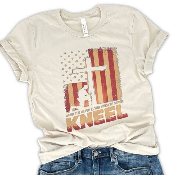 Kneel American Flag and Cross Christian T-shirt - Concordia Style Boutique