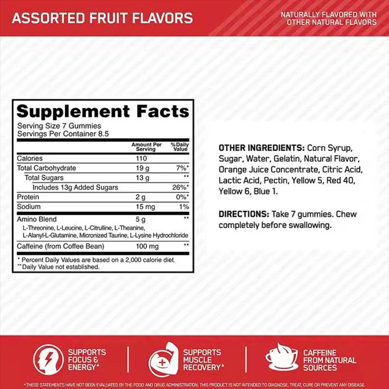 Energy gummies amino acids exercise and fitness gummies - Concordia Style Boutique