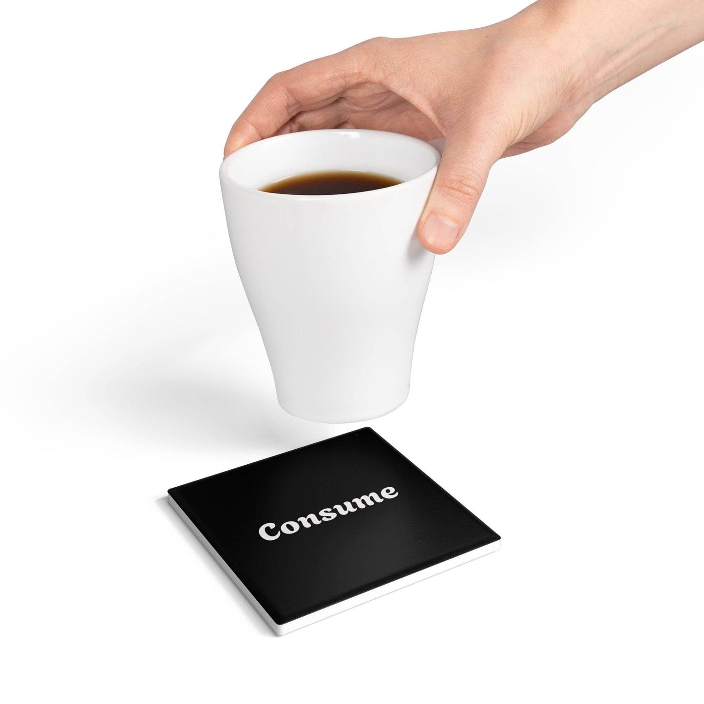 Stylish Ceramic Coaster with 'Consume' Design - Concordia Style Boutique
