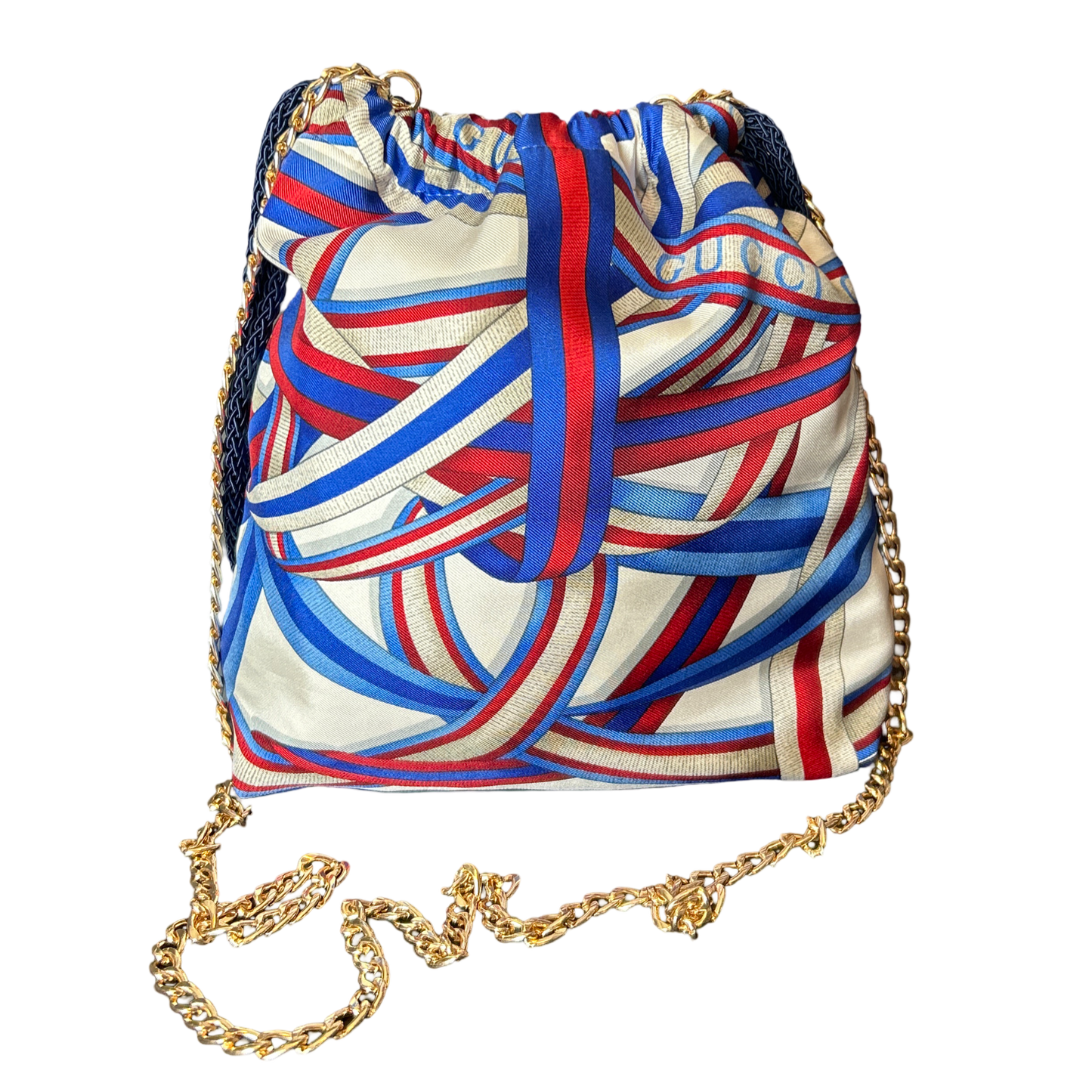 Ribbons Vintage Scarf Drawstring Crossbody Bag