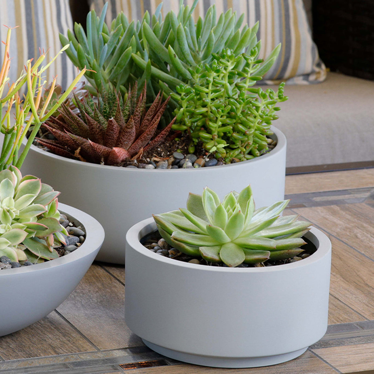 8.75 inch Smooth Gray Fiberstone Ceramic Pot