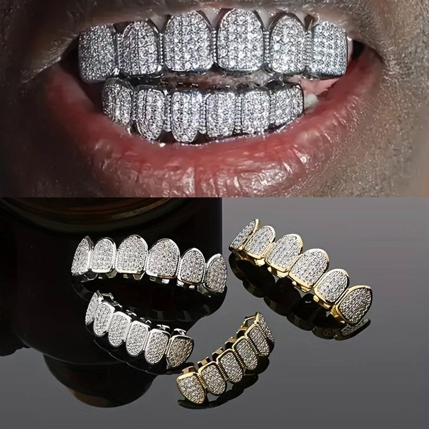 Hip hop Veneers/ Grills with Copper Zircon micro inlaid - Premium Hip hop Veneers from Concordia Style Boutique - Just $15.50! Shop now at Concordia Style Boutique