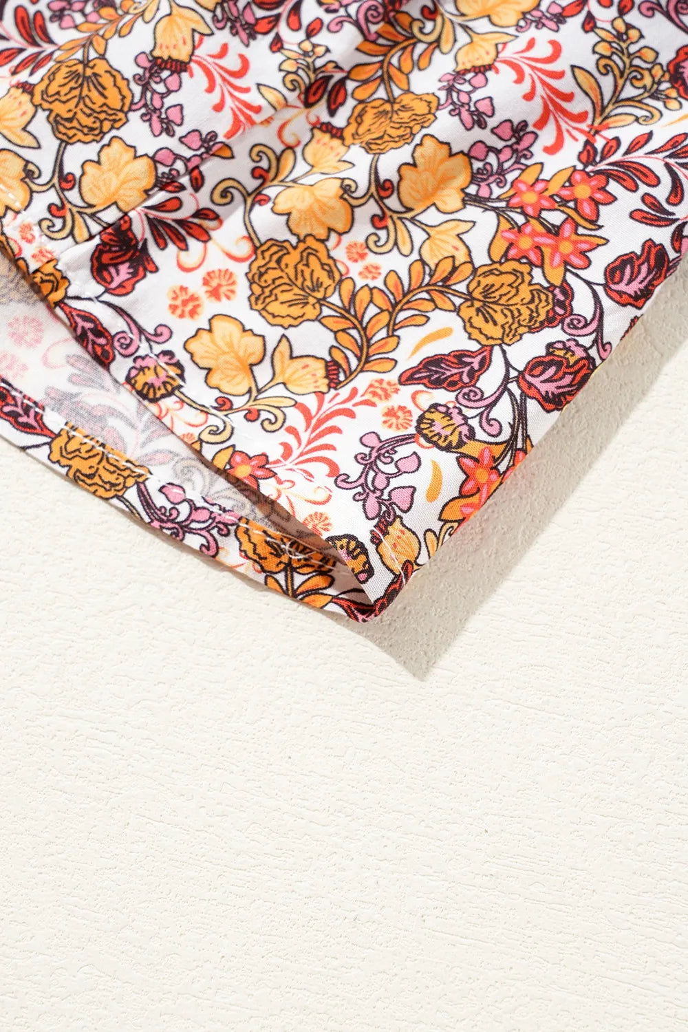 Floral Print Knot V Neck Ruffled Sleeve Blouse - Concordia Style Boutique