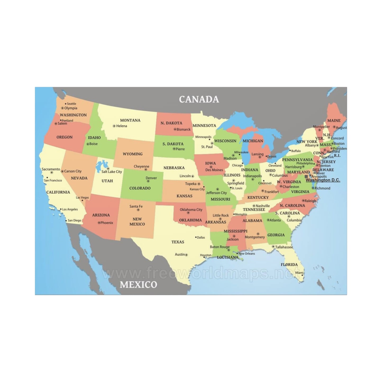 USA State Map Canvas Art - Matte Stretched Wall Decor - Premium Canvas from Concordia Style Boutique - Just $386.03! Shop now at Concordia Style Boutique