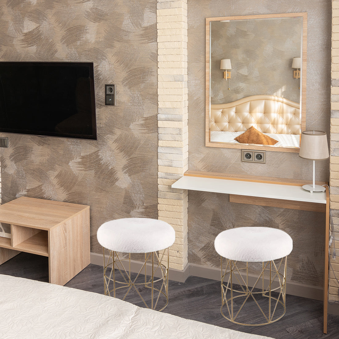 18.5'' Modern Multifunctional Velvet Footrest Ottoman(Set of 2)