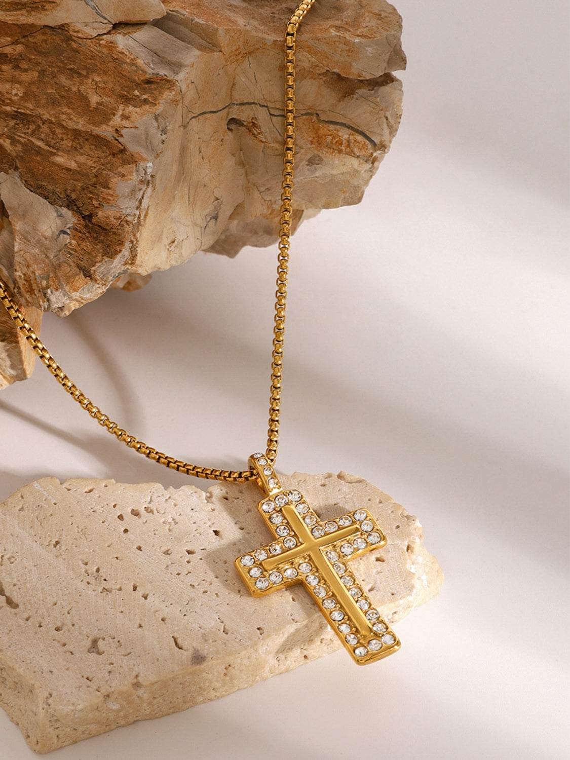 18K Gold-Plated Inlaid Zircon Cross Necklace - Concordia Style Boutique