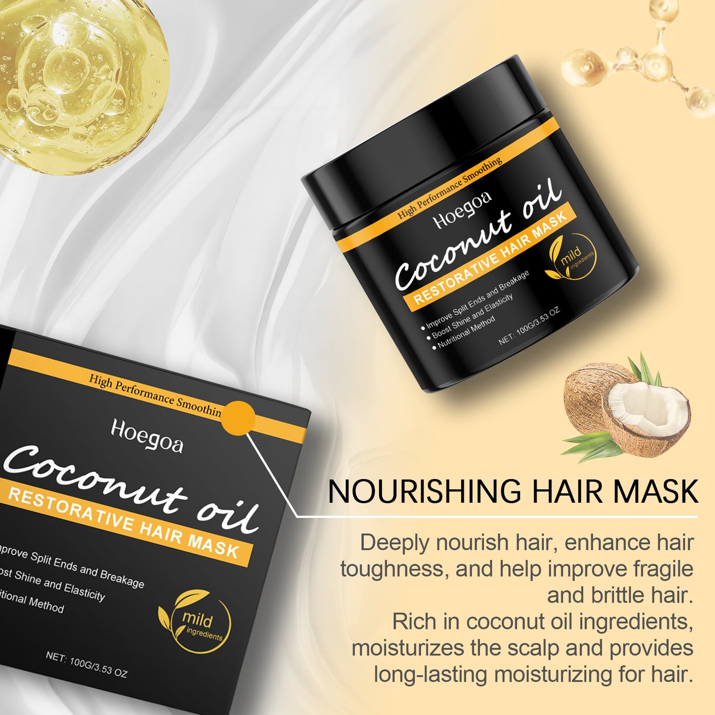 Hoegoa Coconut Oil Hair Mask Repair - Dry Hair, Smooth And Glossy Hair Care - Coconut Oil Hair Mask - Premium Hair Mask Repair from Concordia Style Boutique - Just $14.68! Shop now at Concordia Style Boutique