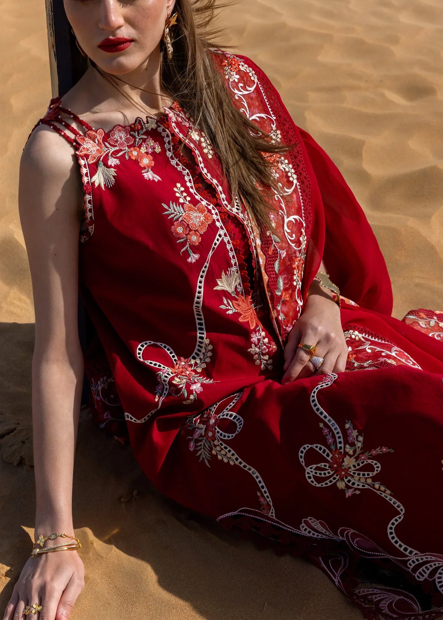 Crimson - D8 B Cherry Red 03 Piece Lawn