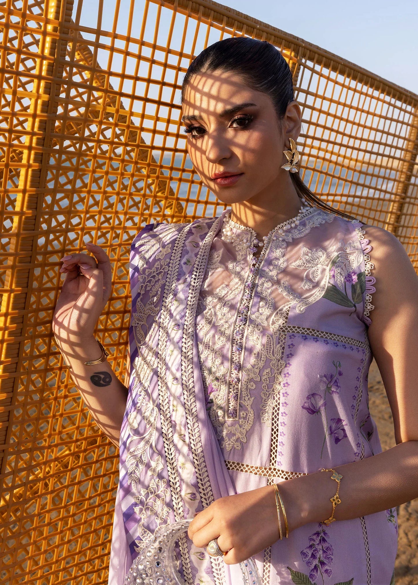 Crimson - D7 A Lavender 03 Piece Lawn