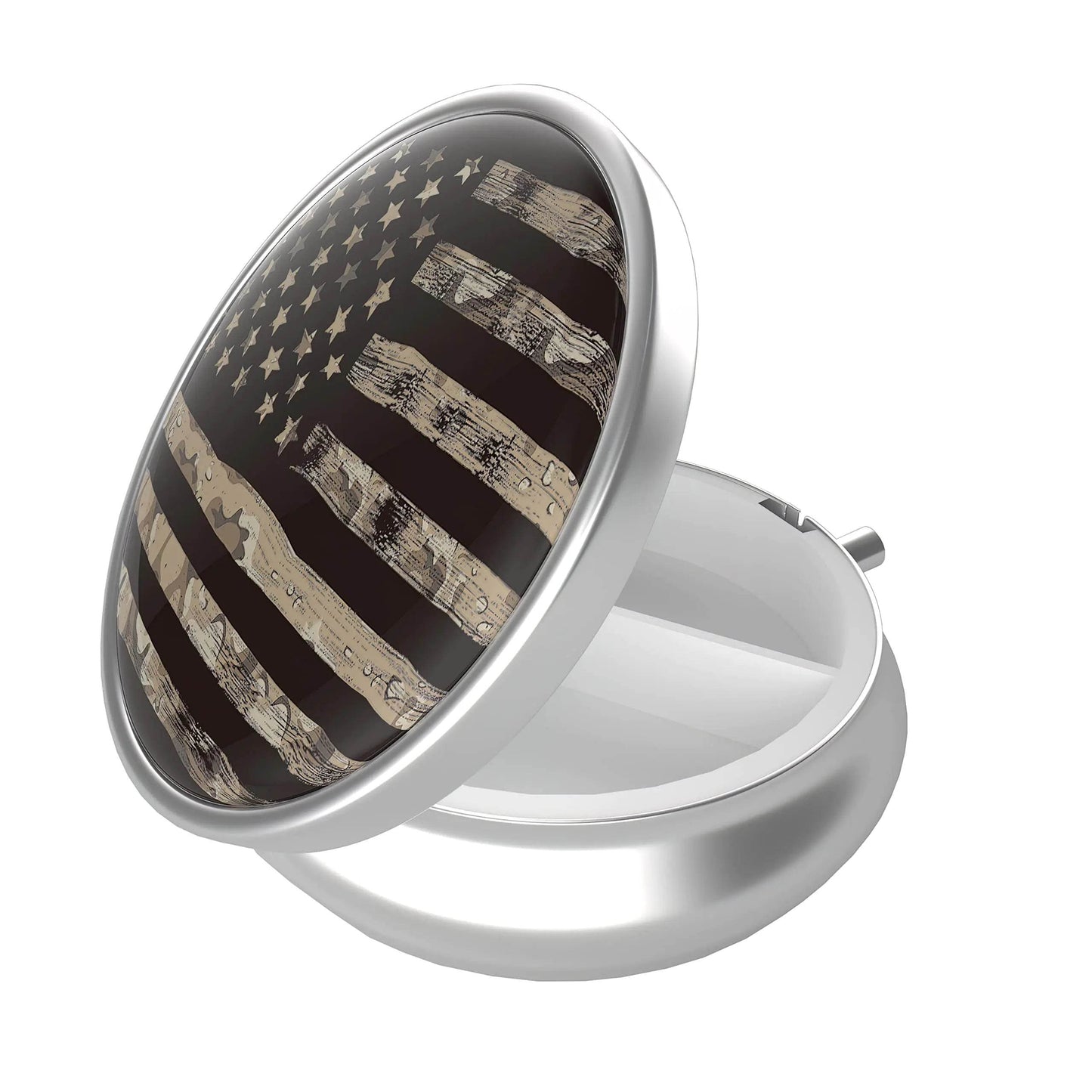 Pill Box - 3 Compartment - Portable/Trave/ Medicine Box with Mirror Compact - Fits in Purse and Pocket - Vitamin Organizer (American Flag) - Concordia Style Boutique
