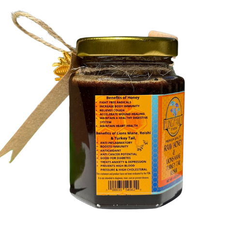 4 0Z Mushroom Infused Honey with Lions Mane, Reishi and Turkey Tail