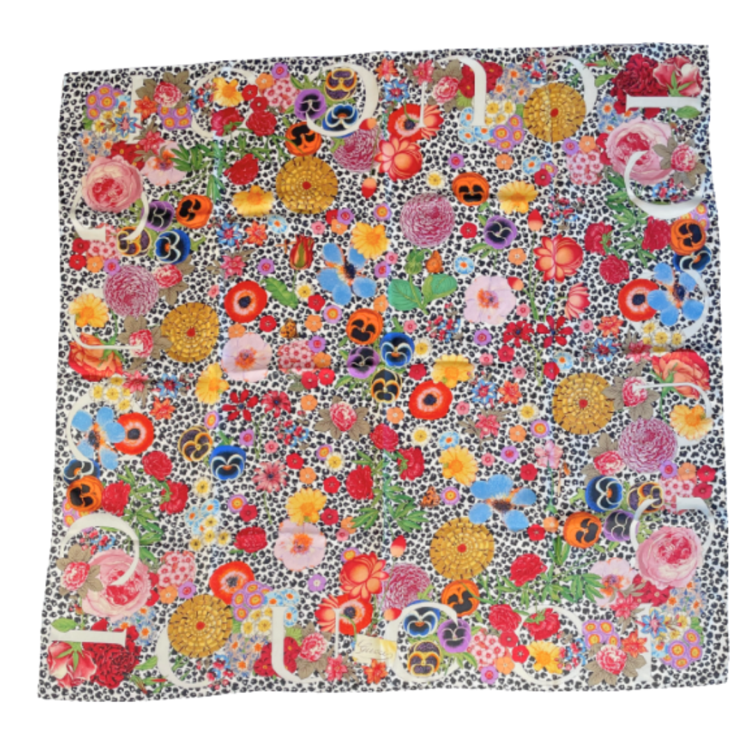 Floral Leopard Vintage Silk Scarf Crossbody Bag